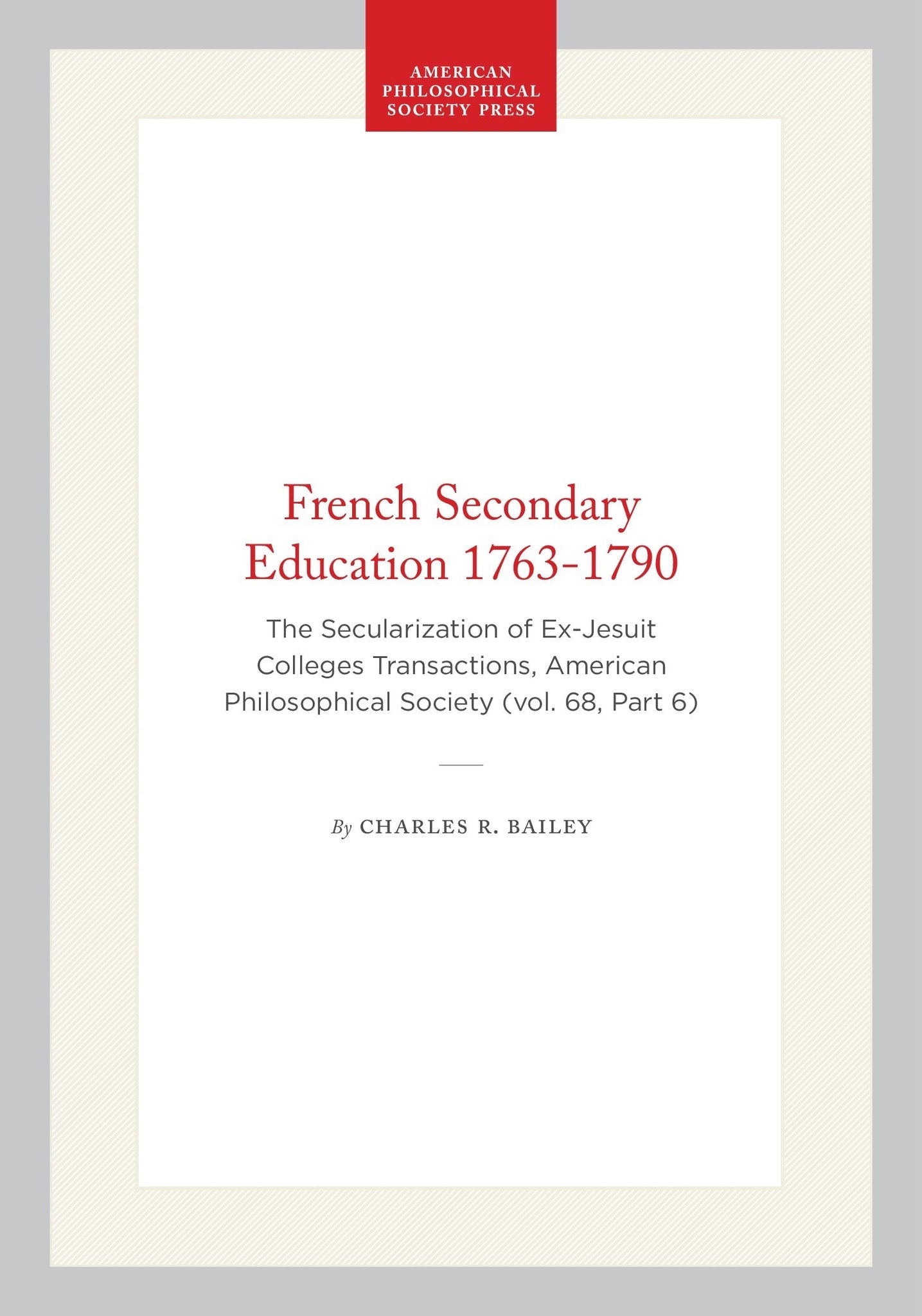 Cover image for French Secondary Education 1763-1790 ISBN 9798893980837